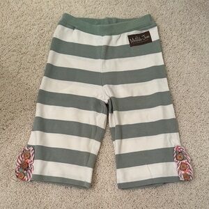 Matilda Jane Girl Capri Shorts pants - Sage and White Stripes